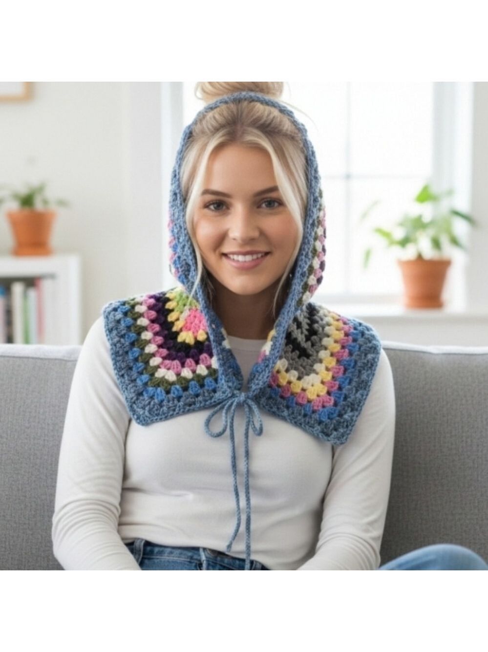 Handmade Crochet Granny Square Top Skirt Shawl Scarf Hat - Picture 14 of 17